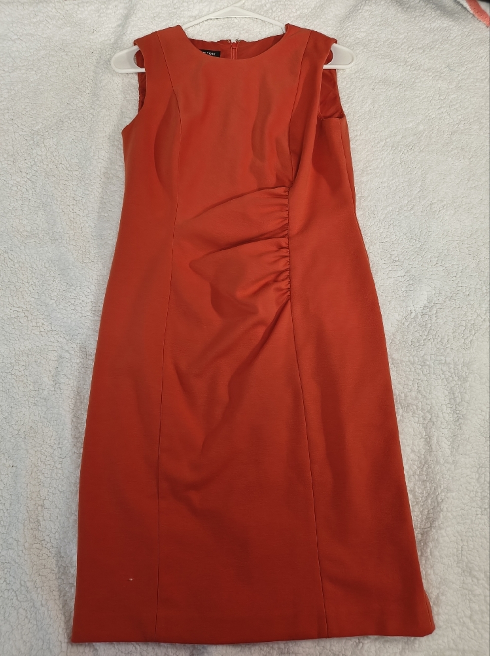 Jones New York Vibrant Orange Sleeveless Midi Sheath Dress
